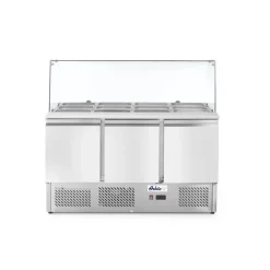 Hendi Arktic Saladette met 3 deuren en glazen vitrine 380L Clearance
