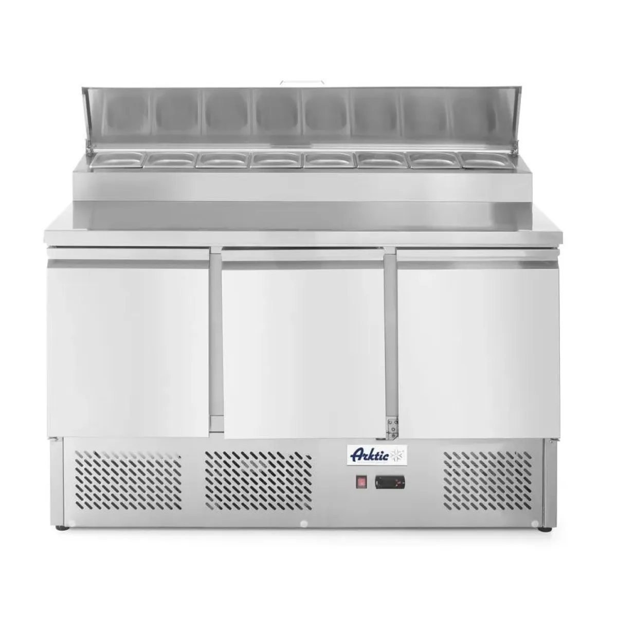 Hendi Arktic Saladette met 3 deuren en verhoogde GN vitrine 380L New