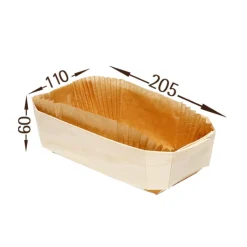 Overig Bakvorm Hout Rechthoek 20,5x11x6cm + Bakpapier (per stuk) Clearance