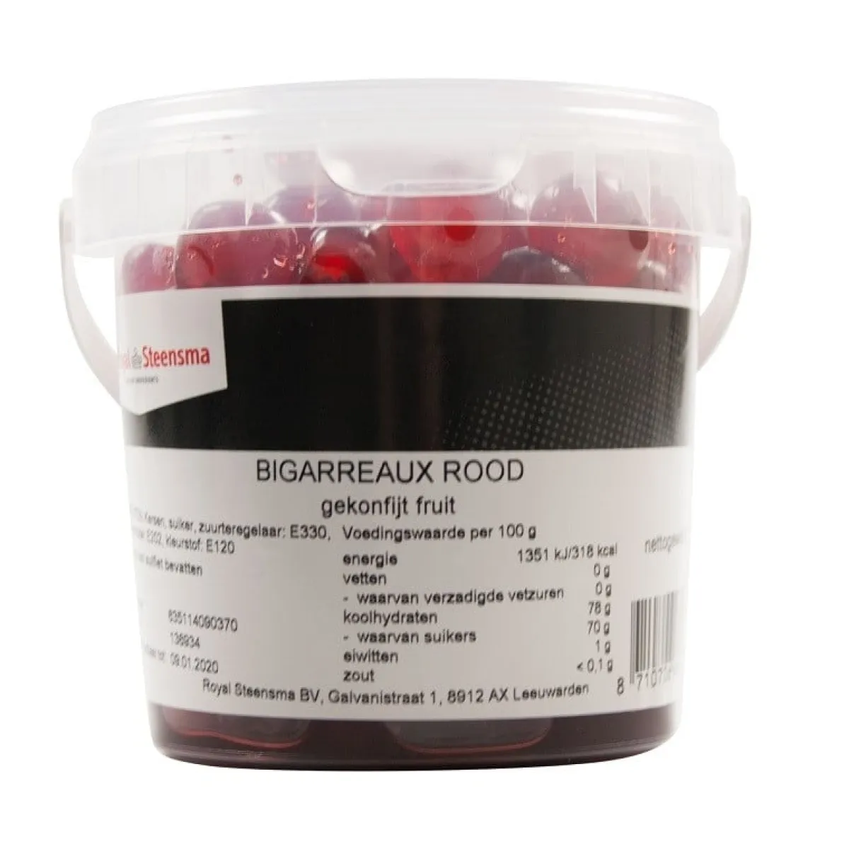 Royal Steensma Bigarreaux Rood 20-22mm 475gr. New