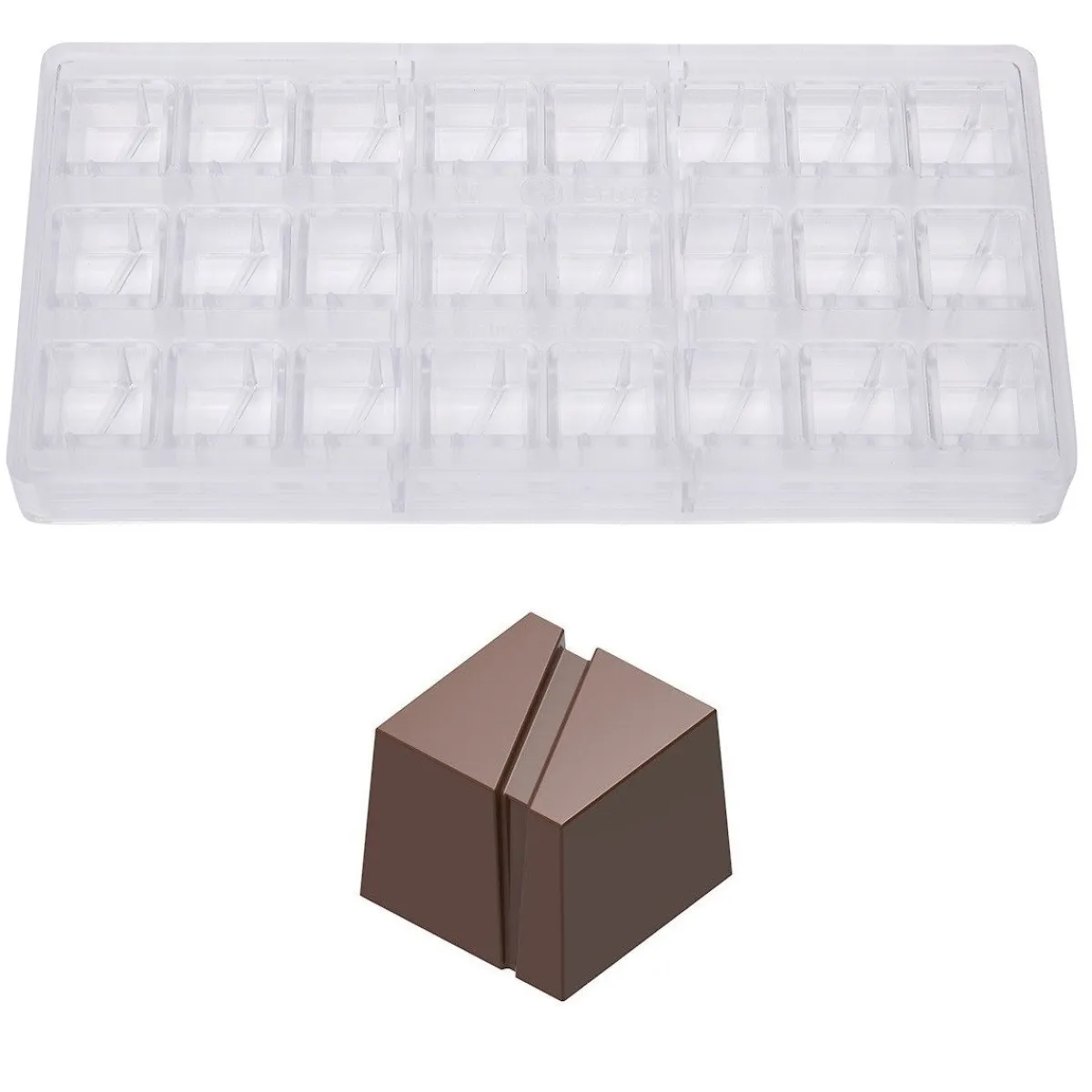 Chocolate World Bonbonvorm Kubus met Streep (24x) 25mm Discount