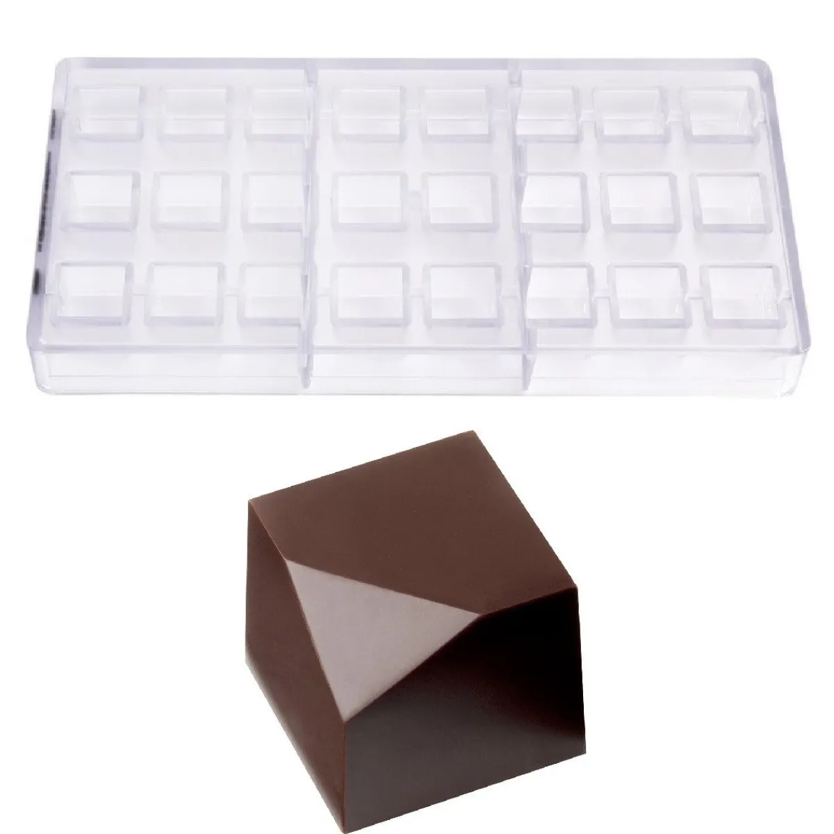 Chocolate World Bonbonvorm Kubus Forgey (24x) 23x20mm Best