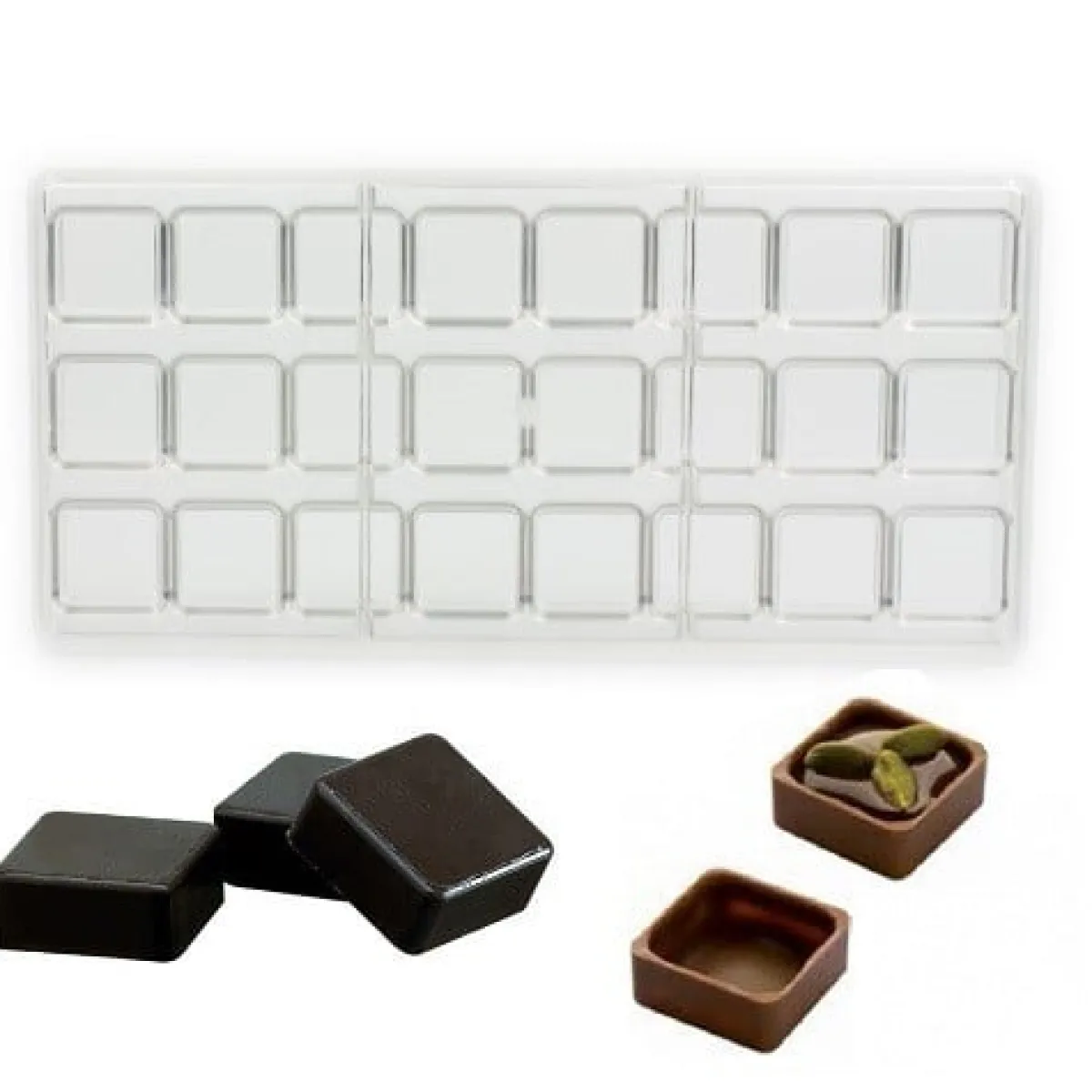 Chocolate World Bonbonvorm Vierkante Schelp (24x) 27x12mm** Outlet