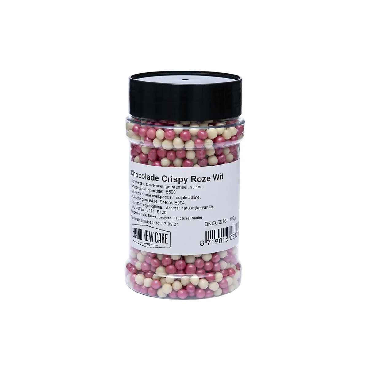 BrandNewCake Chocolade Crispy Parels Roze/Wit 190g Outlet