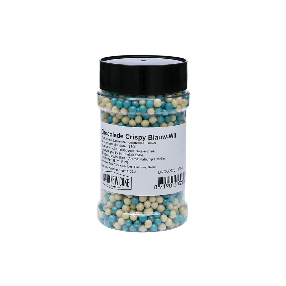 BrandNewCake Chocolade Crispy Parels Blauw/Wit 190g Hot