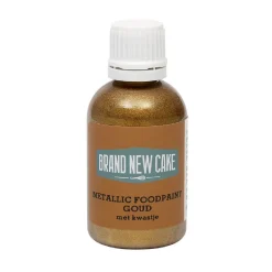 BrandNewCake Metallic Food Paint Goud met Kwastje 60g
