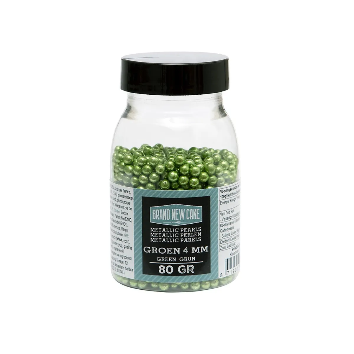 BrandNewCake Suikerparels Metallic Groen 4mm 80gr. Best
