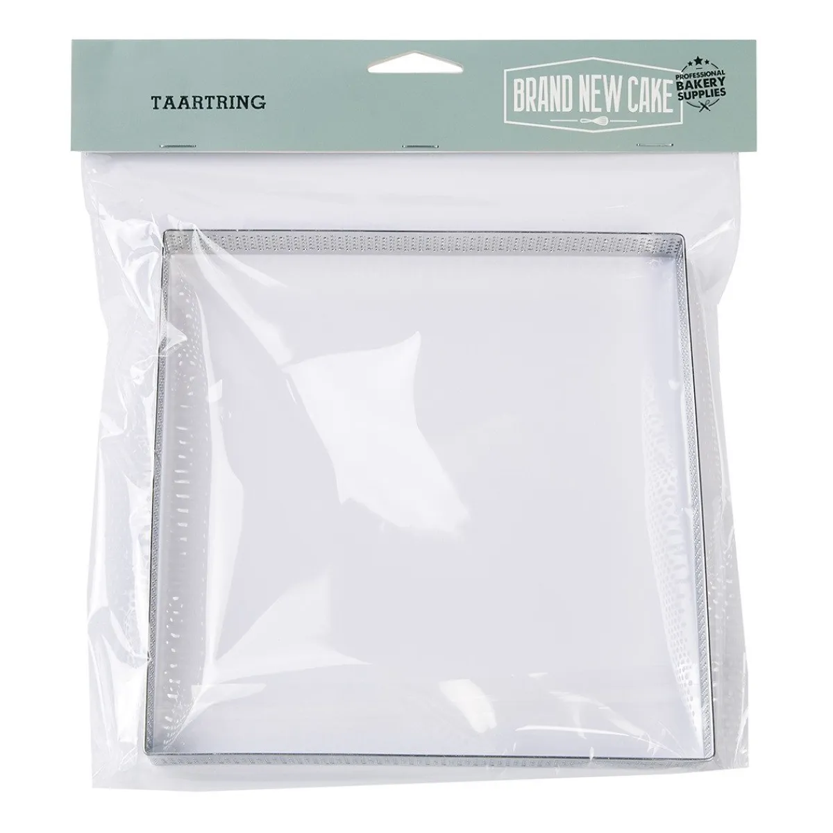 BrandNewCake Taartring RVS Vierkant Geperforeerd 17,5x2cm New
