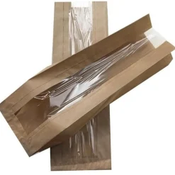 Overig Broodzak Kraft met venster (half-brood) 160 + 50x370mm Outlet