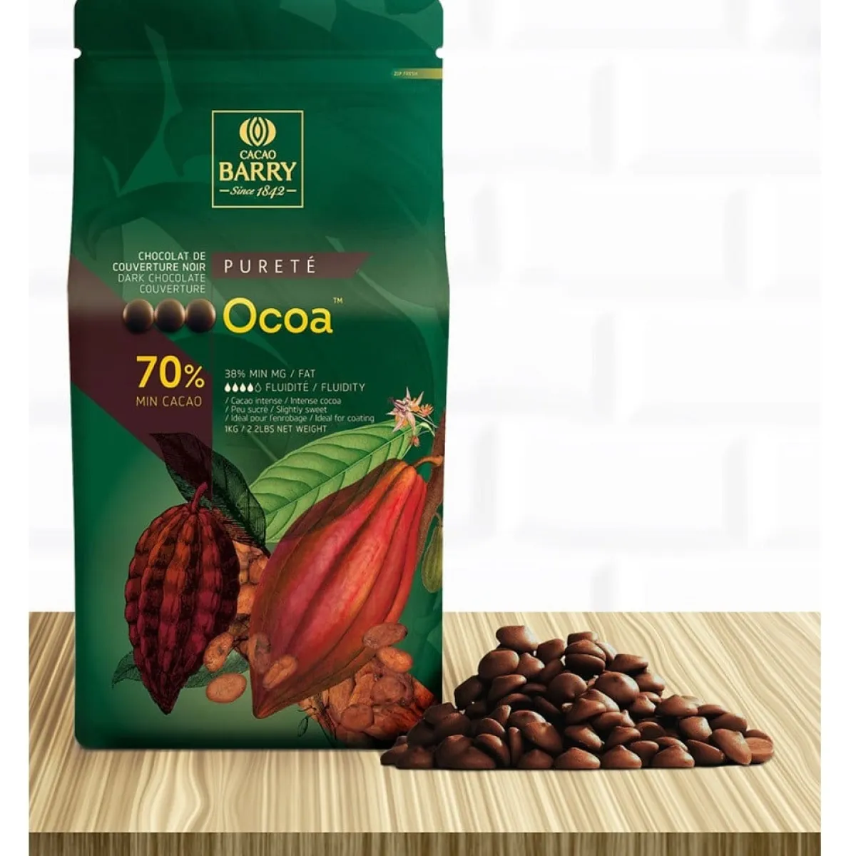 Callebaut Chocolade Callets Puur Ocoa (70%) 1kg Sale