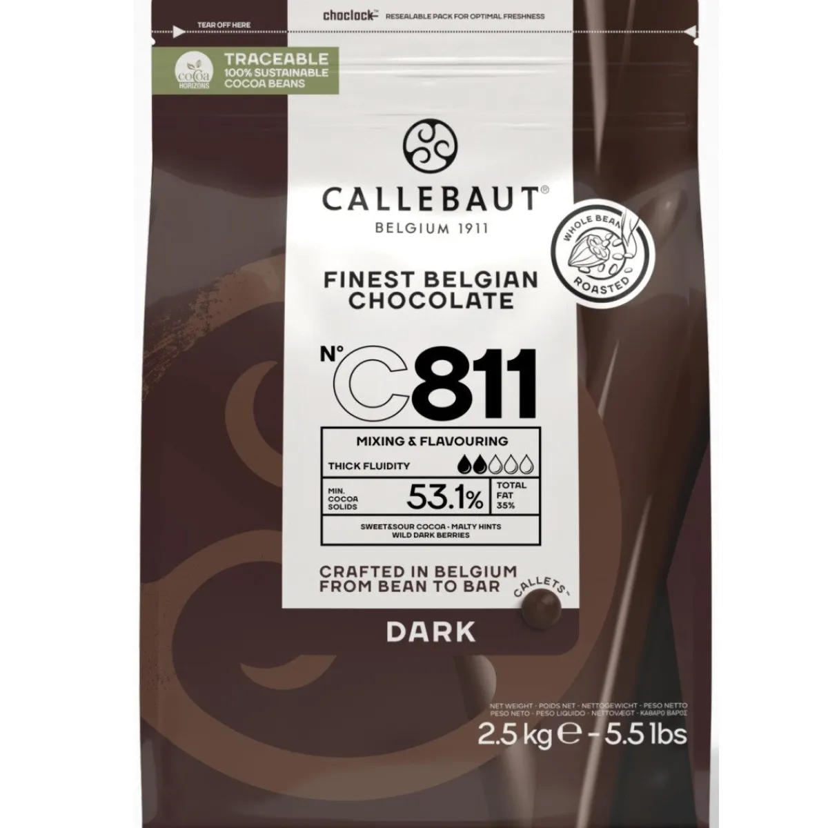 Callebaut Chocolade Callets Puur (C811) 2,5kg New
