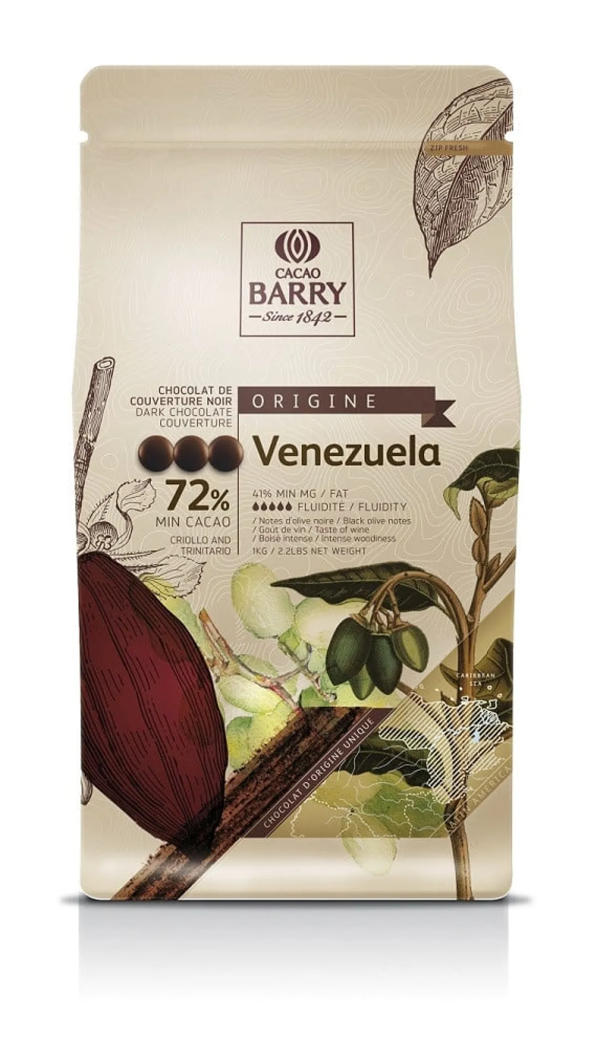 Callebaut Chocolade Callets Puur Venezuela (72%) 1kg New