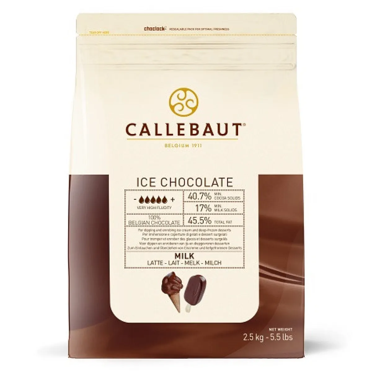 Callebaut Chocolade IJs Coating Melk 2,5 kg Outlet