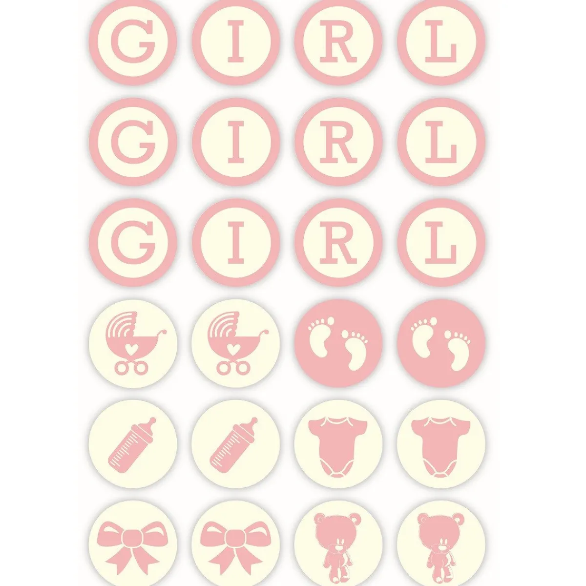 Overig Chocoladedecoratie Baby Girl Ø3cm 96st. New