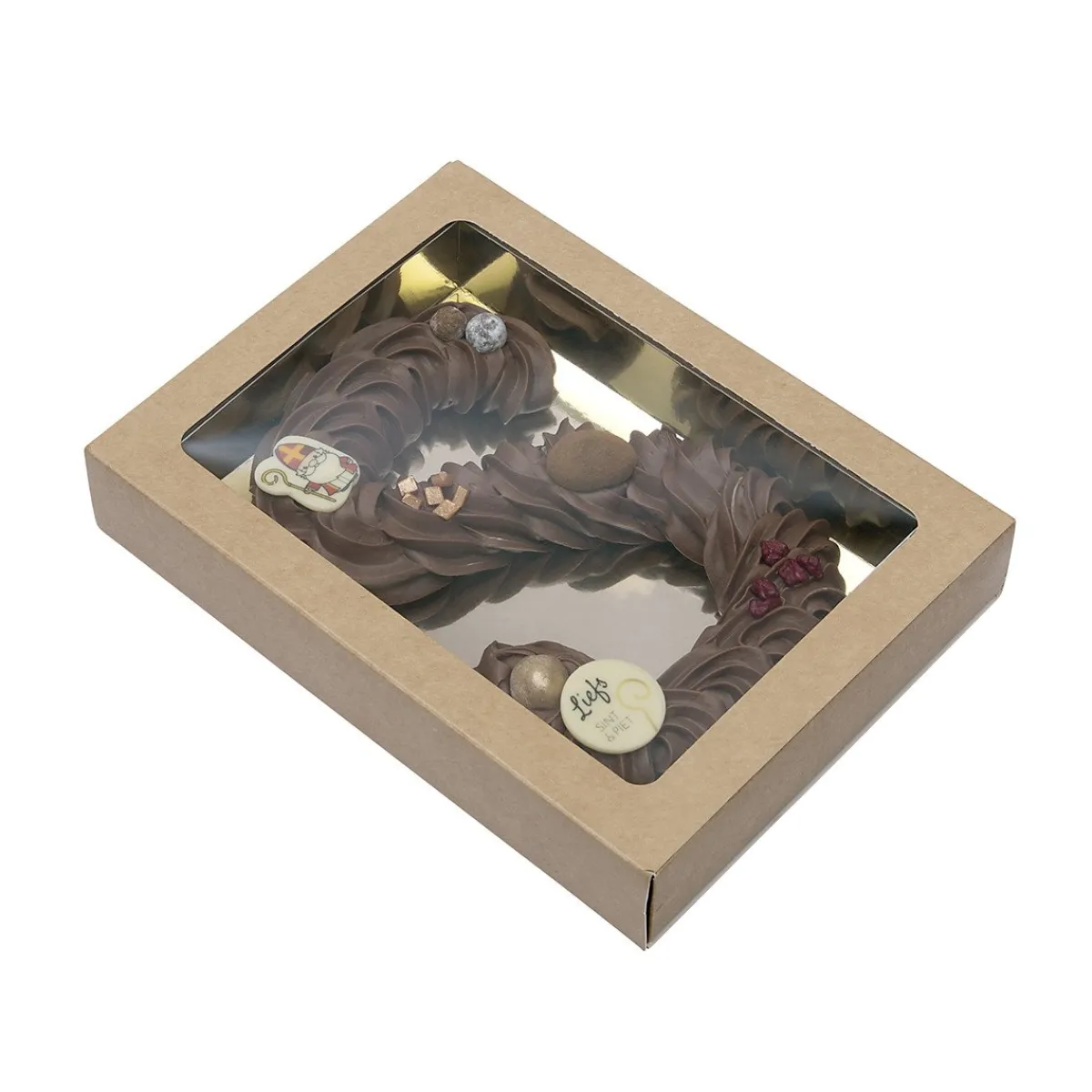 BrandNewCake Chocoladeletterdoos GK7 Kraft / Goud 3st Hot