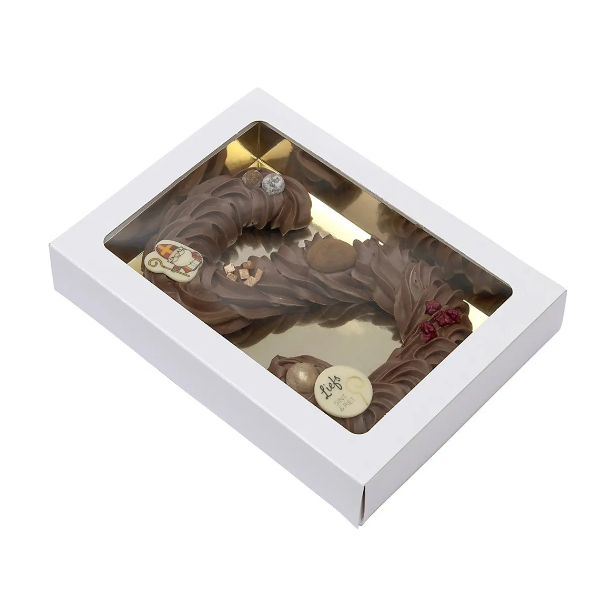 BrandNewCake Chocoladeletterdoos GK7 Wit / Goud 26st Sale