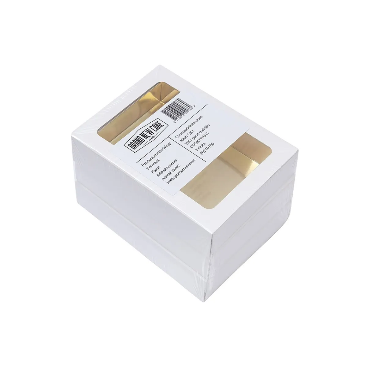 BrandNewCake Chocoladeletterdoos Klein GK1 Wit / Goud 3st Clearance