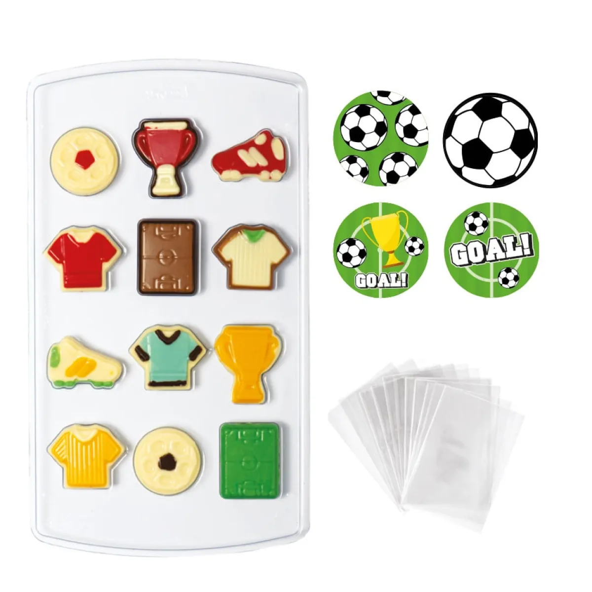 Decora Chocolademal Kit Voetbal (12) (Incl. zakjes en stickers) Online
