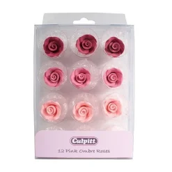 Culpitt Suikerdecoratie Rozen Ombré Roze 12st. Clearance
