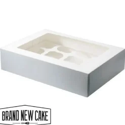 BrandNewCake Cupcake Doosje 12 Wit (incl. tray met venster) 3st. Sale