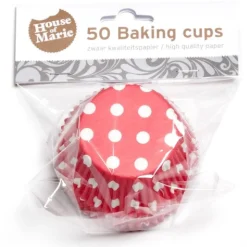 House of Marie Cupcake Vormpjes HoM Polkadot Rood 50x33mm. 50st. Online