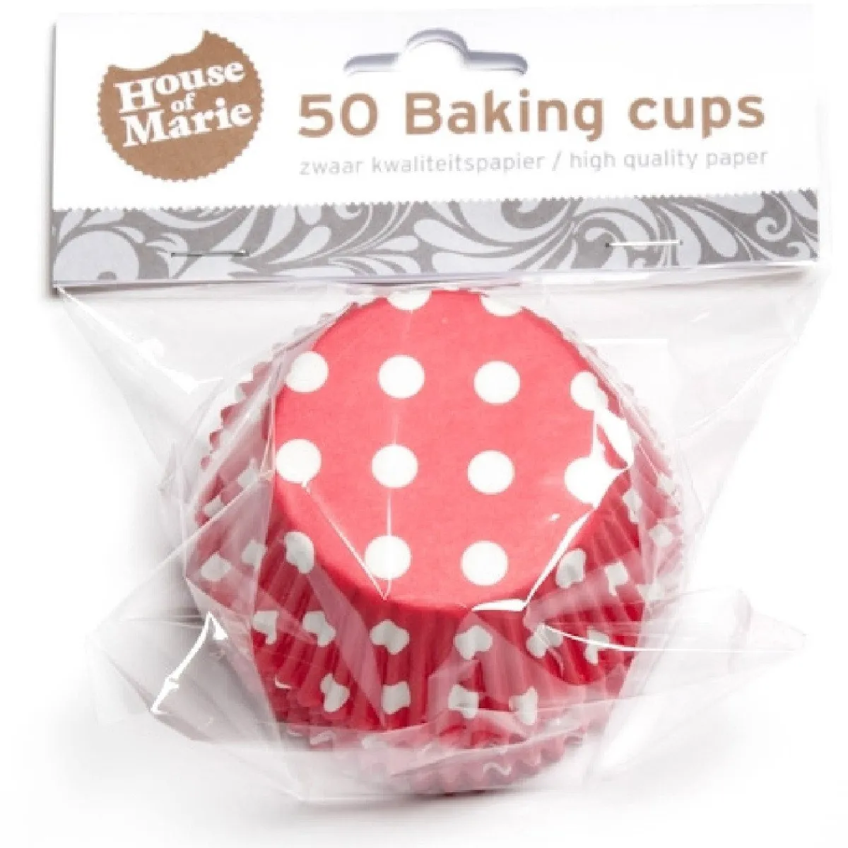 House of Marie Cupcake Vormpjes HoM Polkadot Rood 50x33mm. 50st. Online