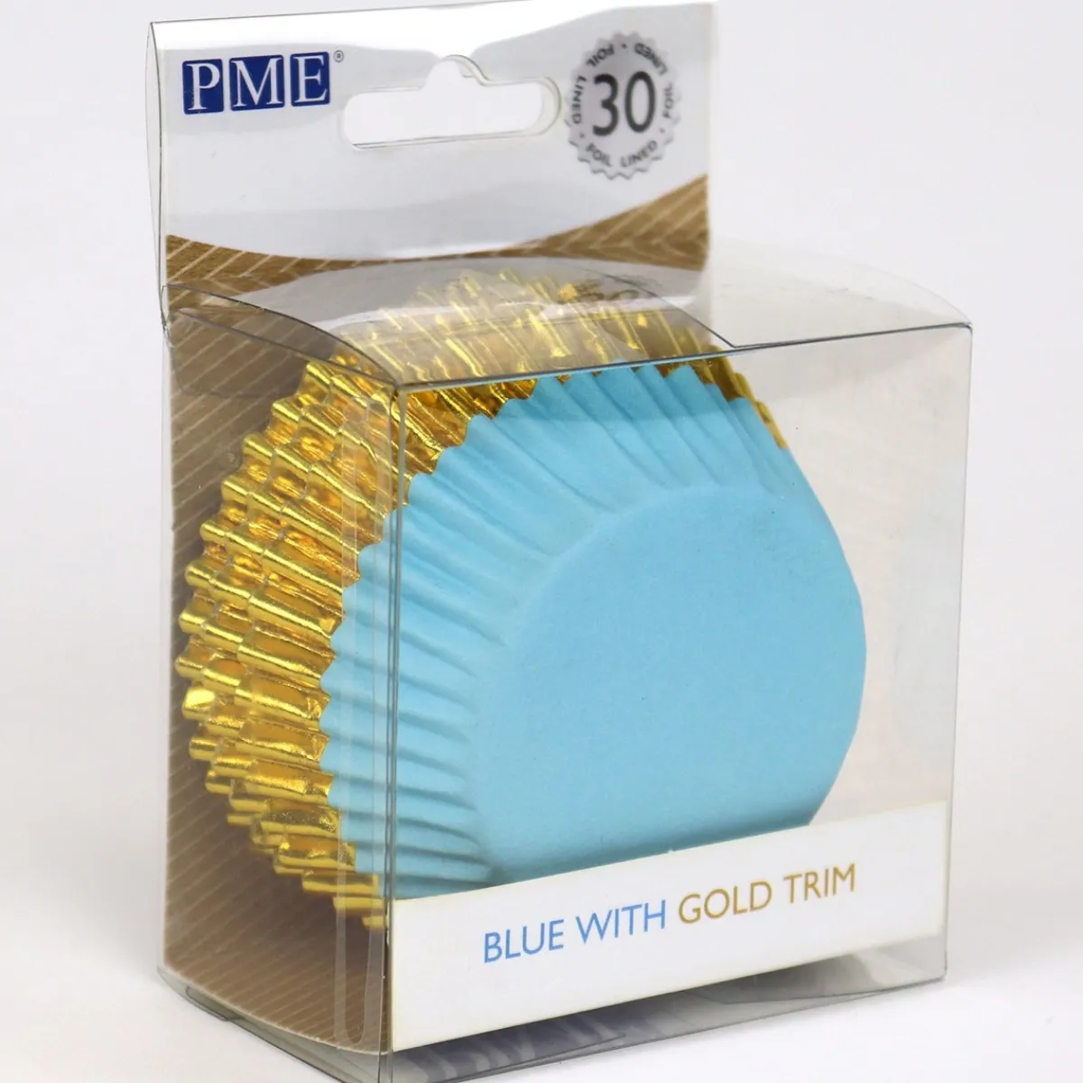 PME Cupcake Vormpjes Blauw met Gouden Rand 30 stuks New