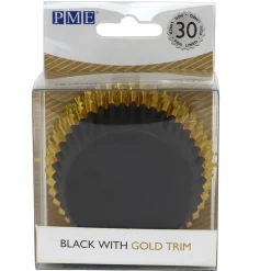 PME Cupcake Vormpjes Zwart met Gouden Rand 30 stuks Sale