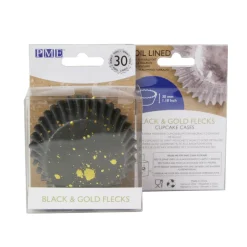 PME Cupcake Vormpjes Zwart met Goud 30 stuks New