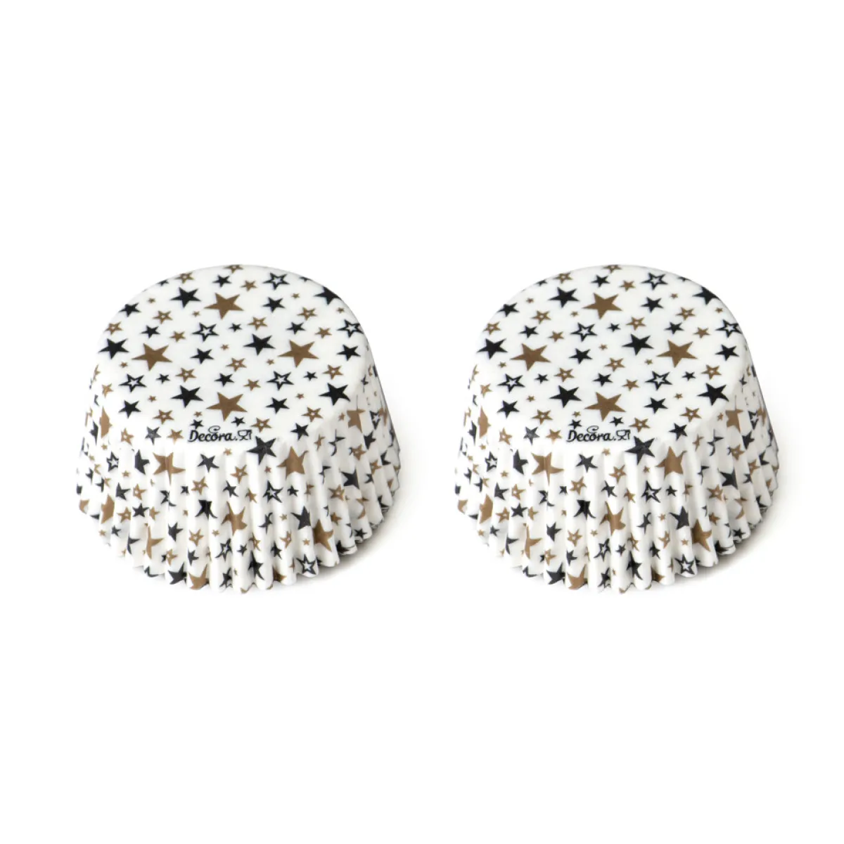 Decora Cupcake Vormpjes Sterren Goud/Zwart Ø50x32(h) mm 36 stuks Sale