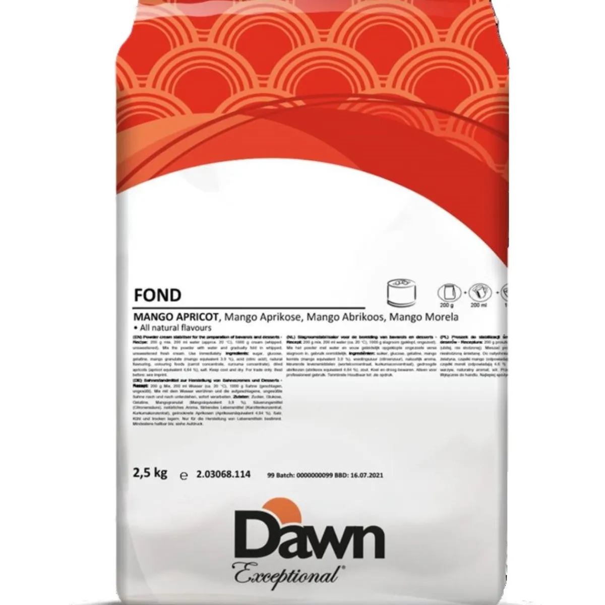 Dawn Fond Mango/Abrikoos Bavarois 2,5kg Hot
