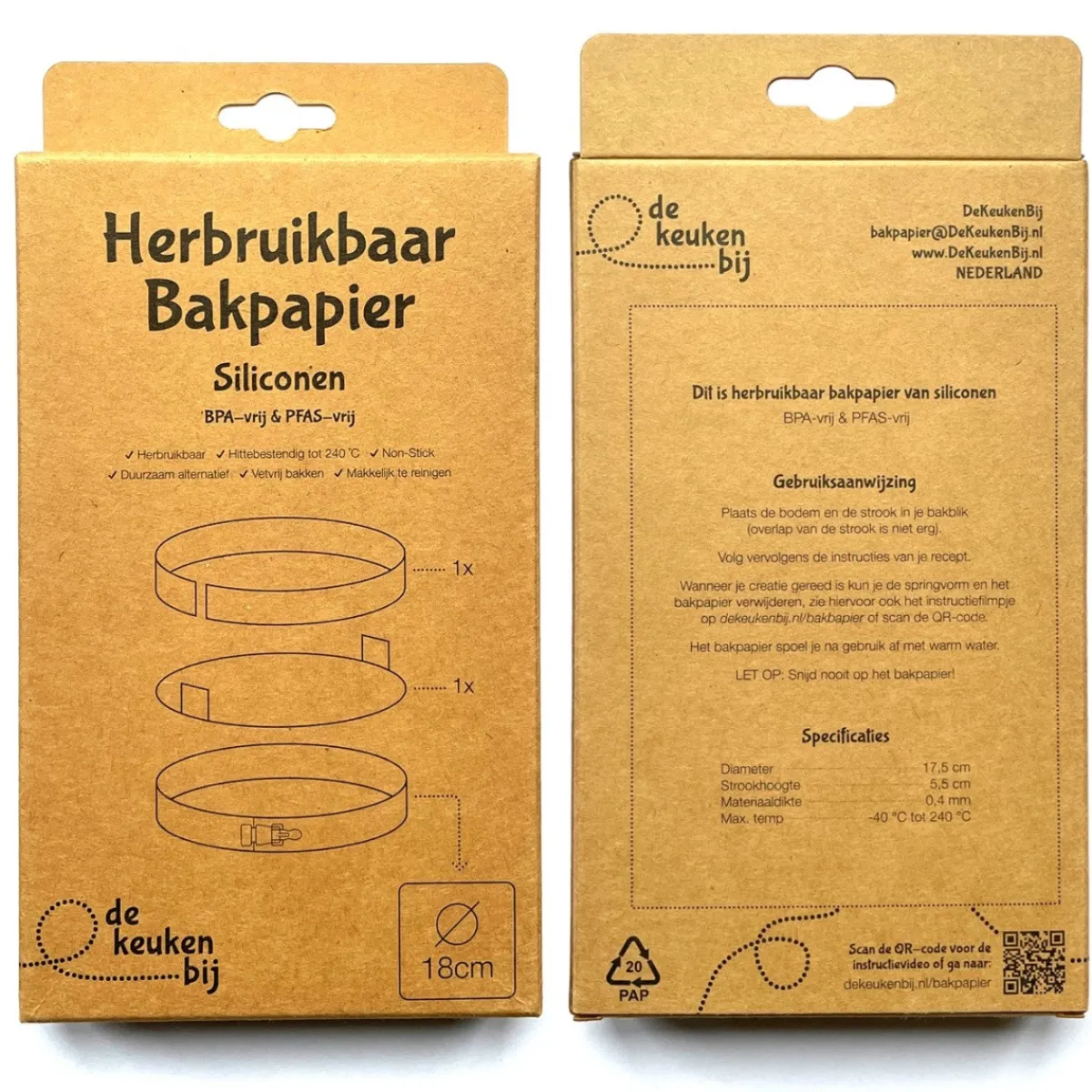 De Keukenbij Herbruikbaar Bakpapier Rond Siliconen Ø18cm