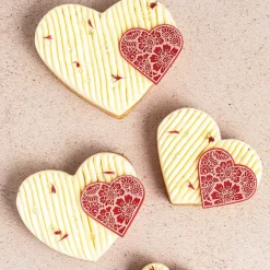 Dobla Chocoladedecoratie Lace Hart Rood / Wit (96 stuks) Online