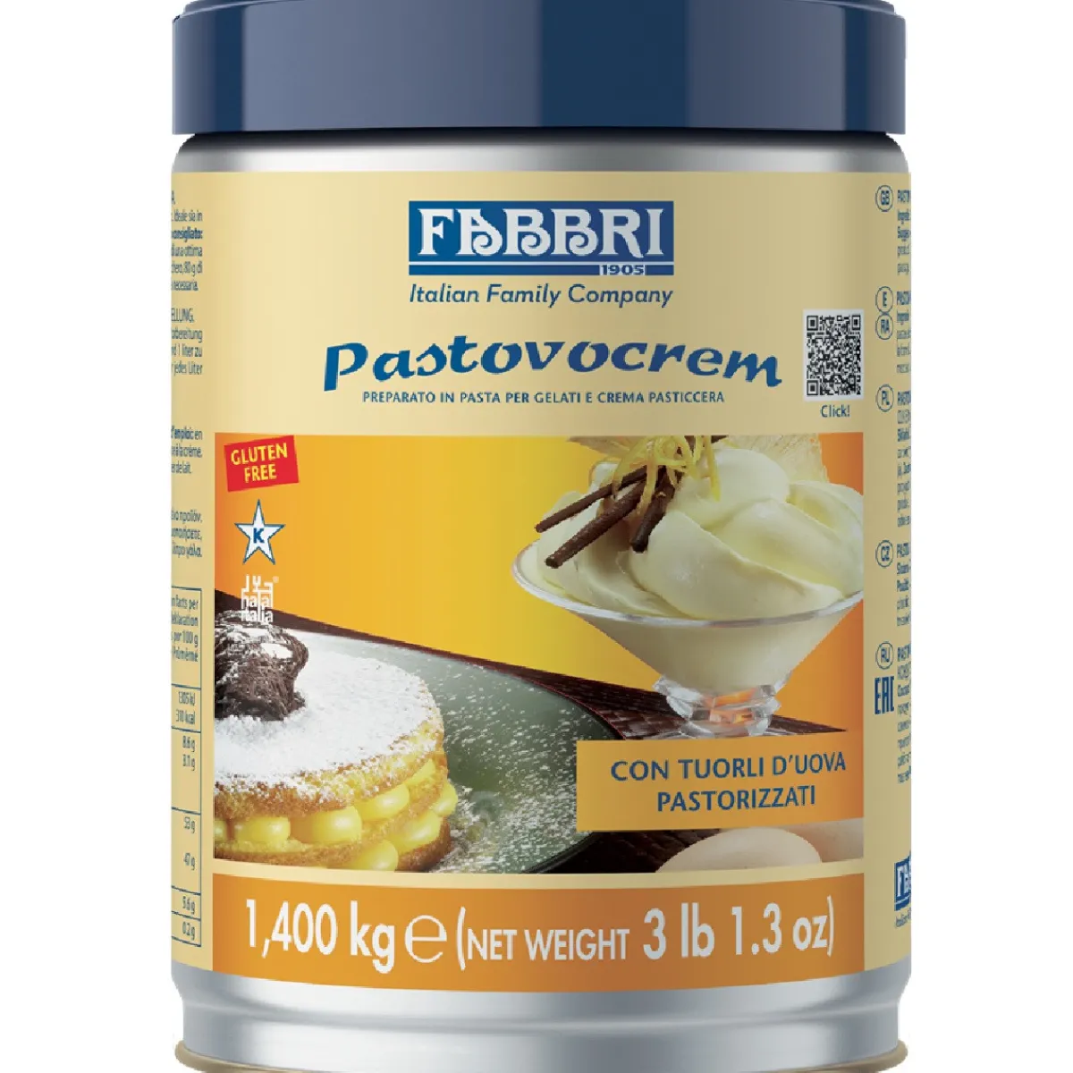 Fabbri Pastovocrem (gepasteuriseerd ei) 1,4kg New