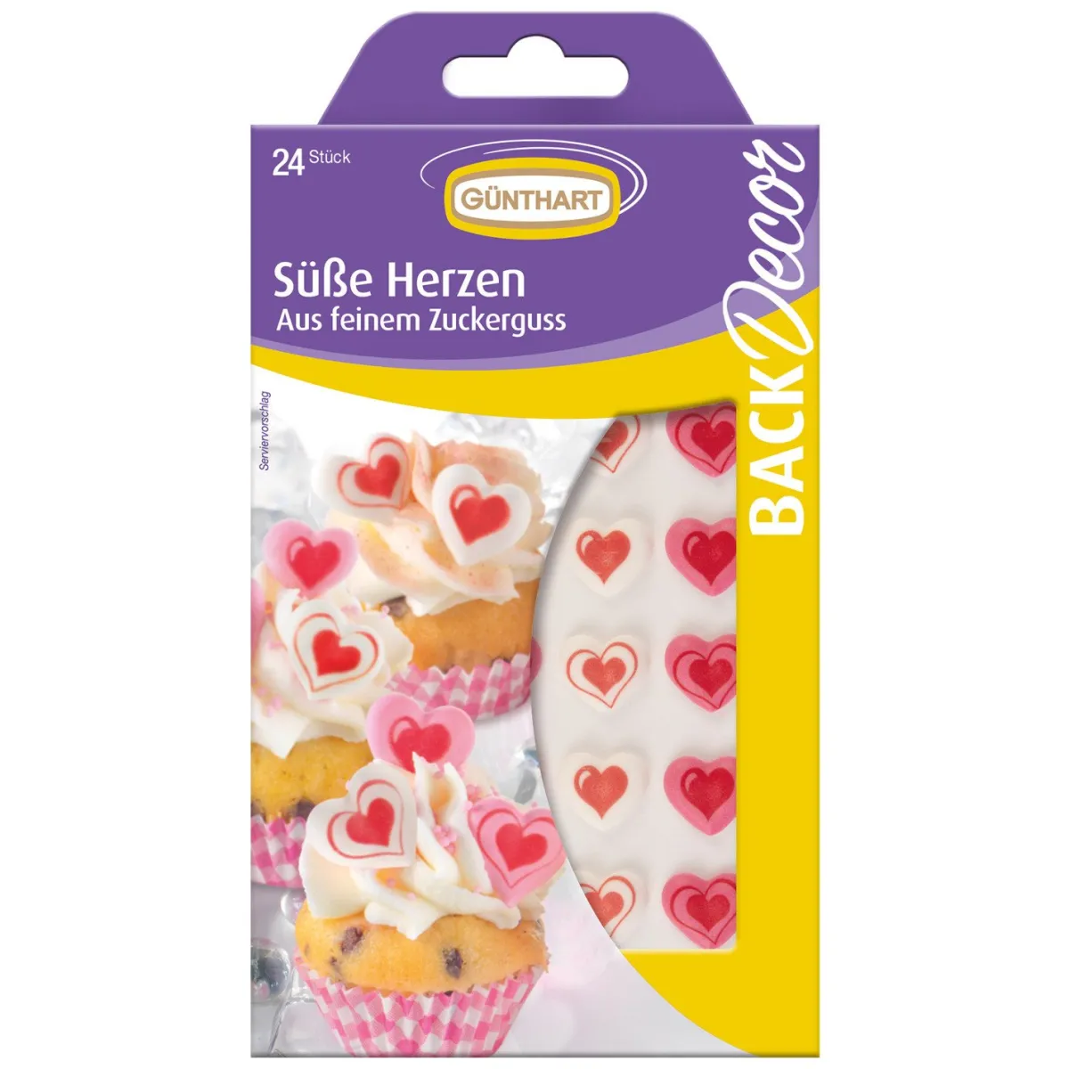 Günthart Suikerdecoratie Hartjes Roze/Wit 24st. Clearance