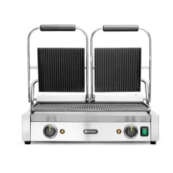 Hendi Contactgrill - dubbele versie Geheel geribd Hot