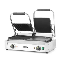 Hendi Contactgrill - dubbele versie half geribd Outlet