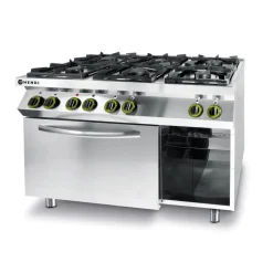 Hendi Gasfornuis 6-pits met convectieoven GN 1/1