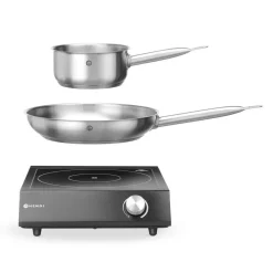 Hendi Set: Inductie kookplaat 3500W + steelpan + koekenpan Hot