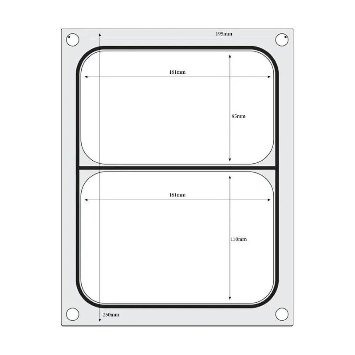 Hendi Traysealer matrix Twee-delige container 227x178 mm Clearance