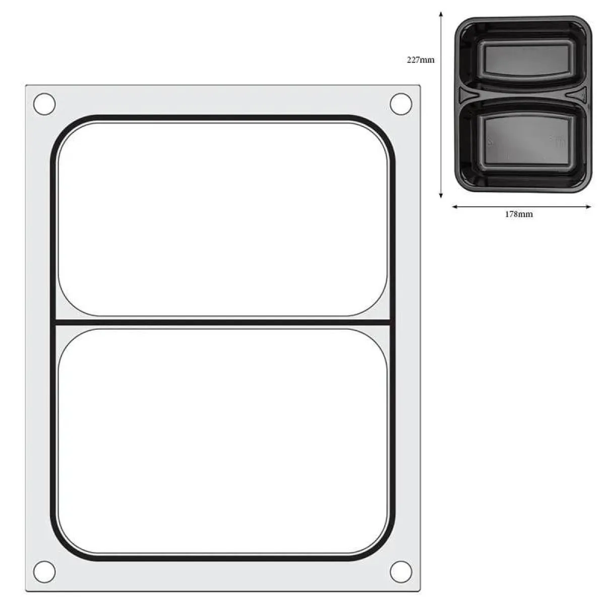 Hendi Traysealer matrix Twee-delige container 227x178 mm Clearance
