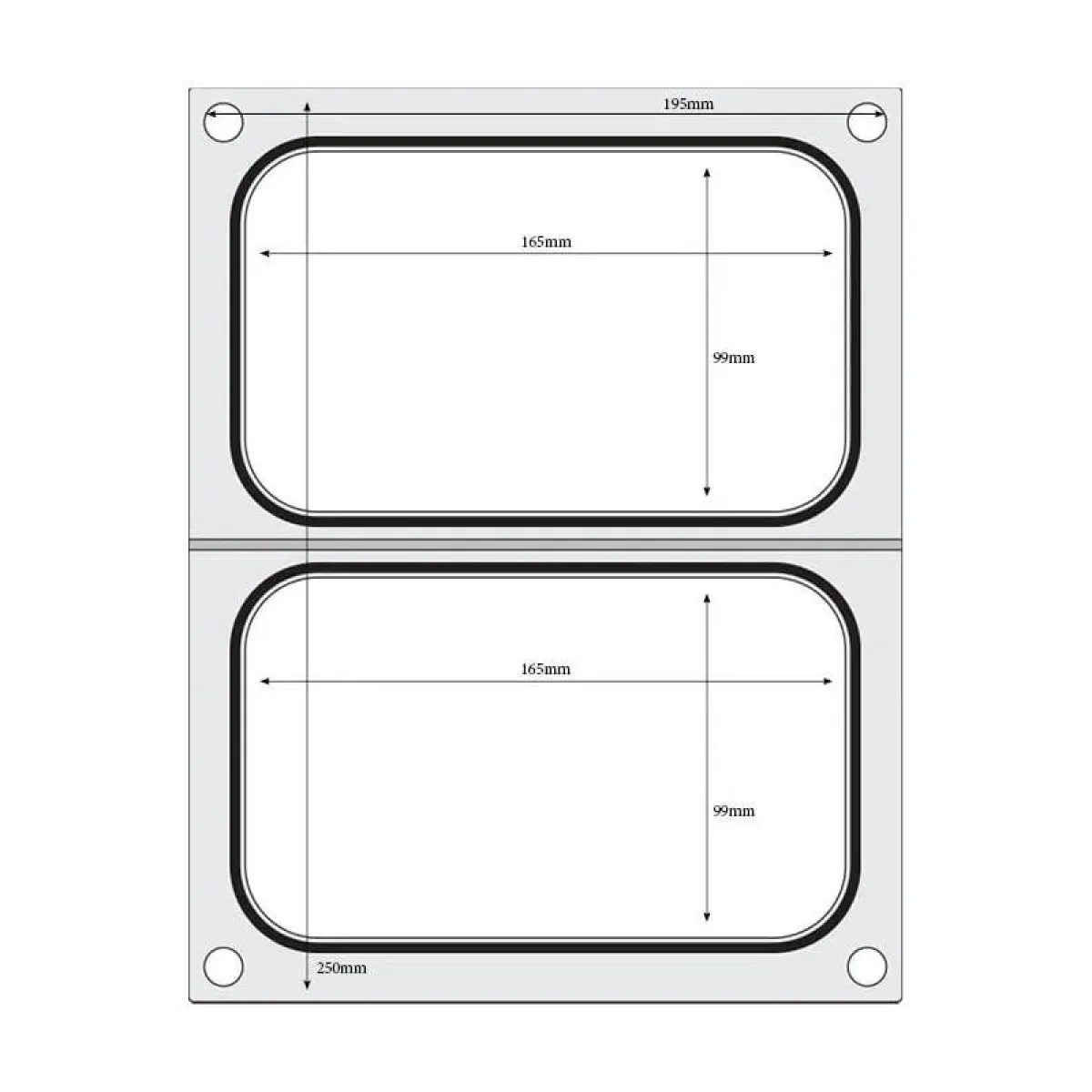 Hendi Traysealer matrix 2x container 178x113 mm Clearance