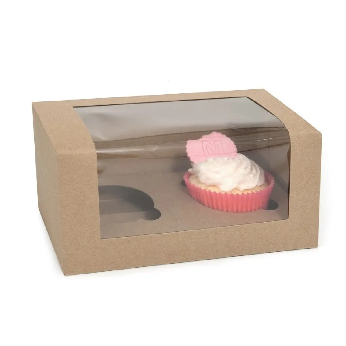 House of Marie HoM Cupcake Doosje 2 Kraft (incl. tray met venster) 3st.