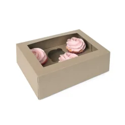 House of Marie HoM Cupcake Doosje 6 Kraft (incl. tray met venster) 2st.