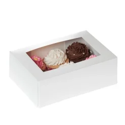 House of Marie HoM Cupcake Doosje 6 Wit (incl. tray met venster) 100st. New
