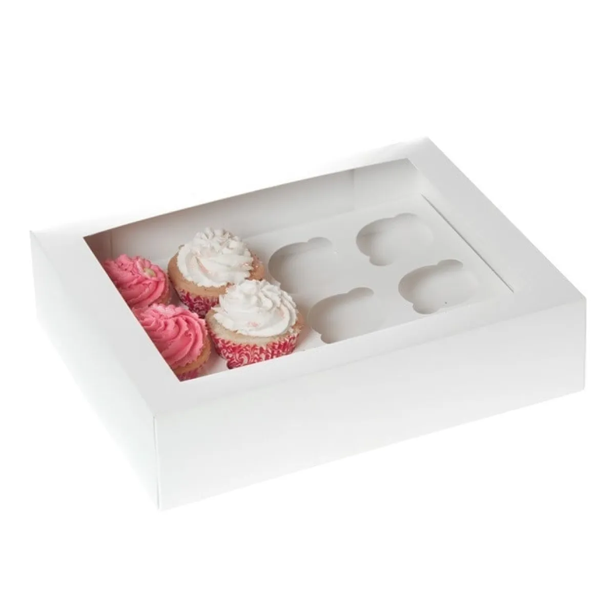 House of Marie HoM Cupcake Doosje 12 Wit (incl. tray met venster) 2st. Hot