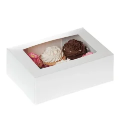 House of Marie HoM Cupcake Doosje 6 Wit (incl. tray met venster) 2st. Online