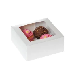 House of Marie HoM Cupcake Doosje 4 Wit (incl. tray met venster) 2st. New