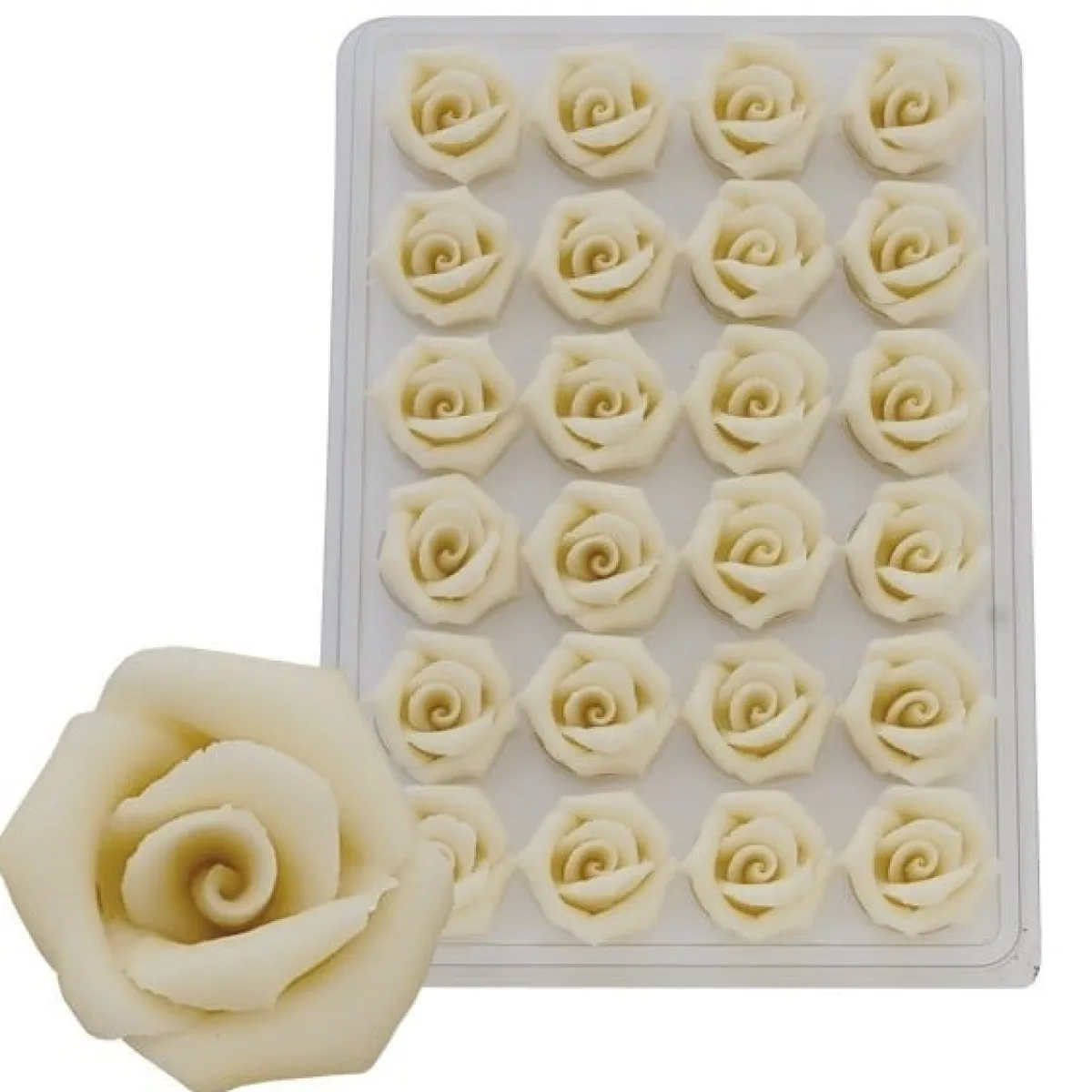 Overig Marsepein Rozen Wit 6-blads 25mm (24 st.) Best