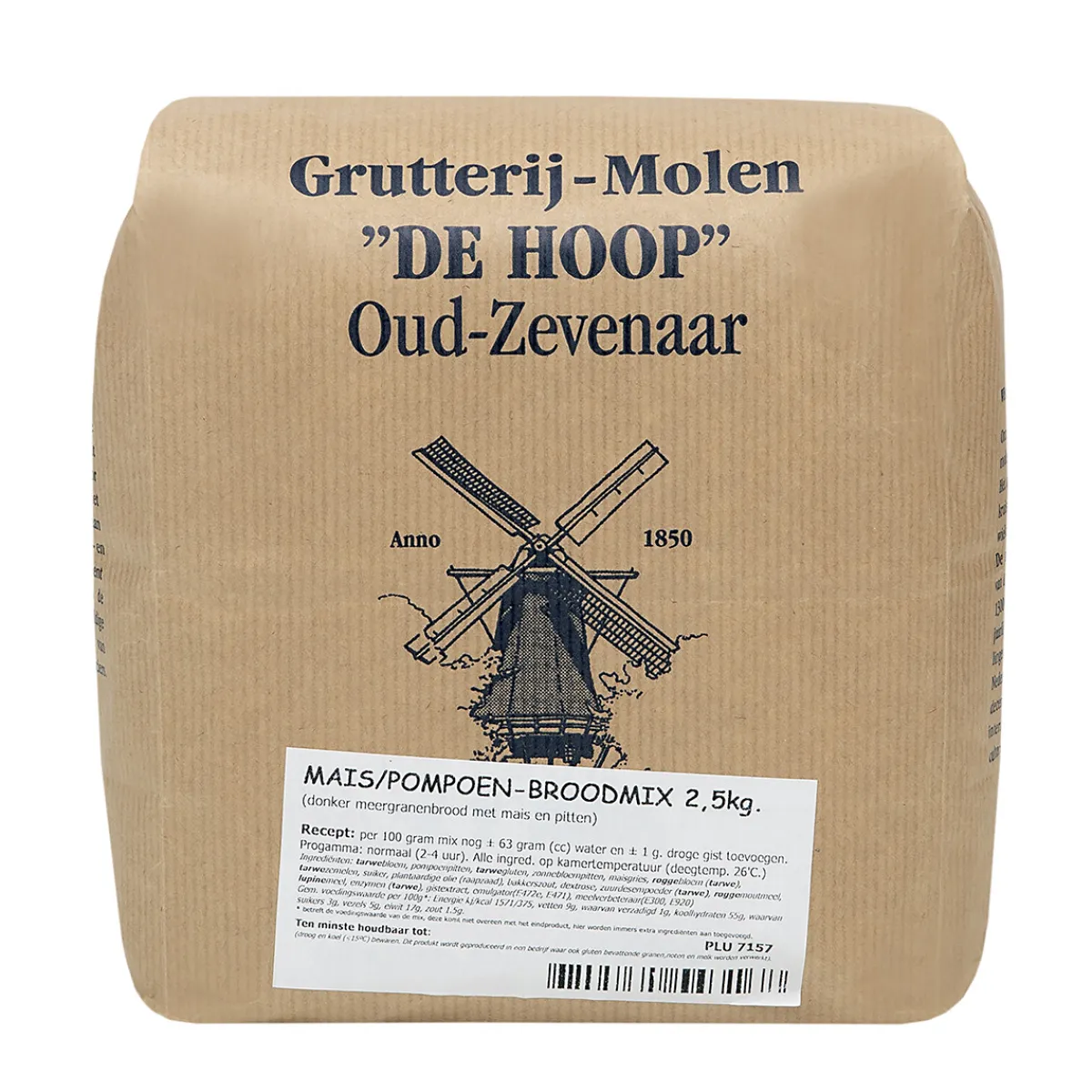 Molen de Hoop Mais/Pompoen Broodmix 2,5kg Hot